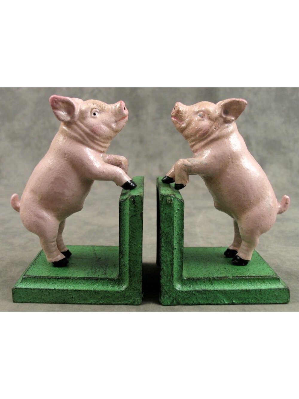 Pink Pig Cast Iron Bookends Set of 2 Vintage Style Farmhouse Cottage Decor